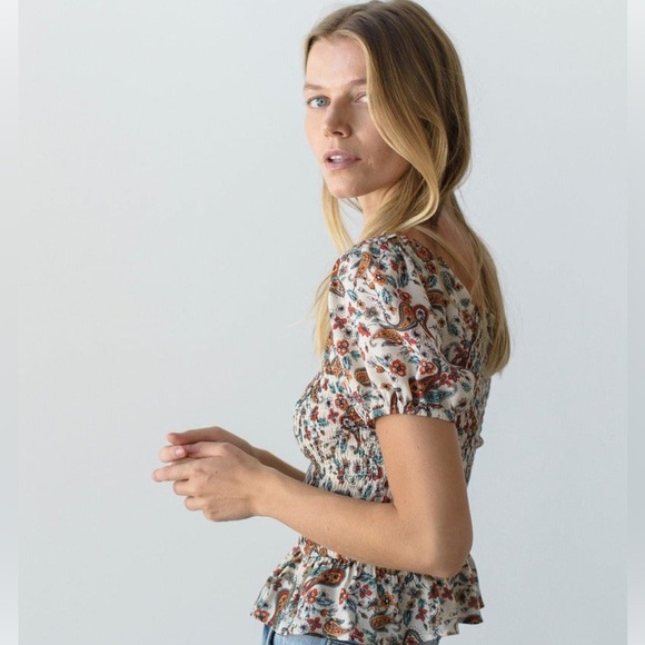 Like new: DRA Baroque Print Peplum Top - S - Picture 2 of 5